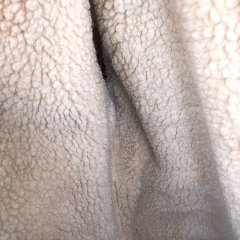 Vintage JC Penny Rancher Suede Trucker Jacket Sherpa Lined Mens 46 Reg Snaps - Picture 6 of 8